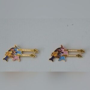 Lot of 2 Bangkok Hard Rock Cafe Guitar Pin Fender Doubleneck "Save the Planet 97